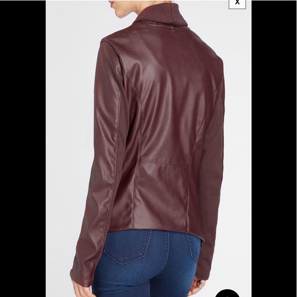 Blank NYC Oxblood Vegan Leather Drape Jacket sz M - Picture 2 of 10
